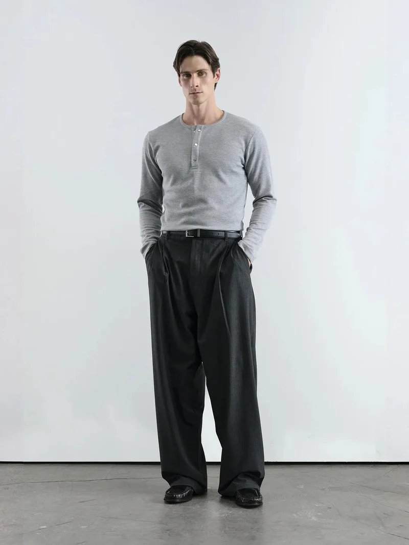 Giesto GIESTO Men's Striped Palazzo Pants with Pleats